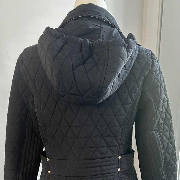 London Fog Black Quilted Field Jacket w/ Removable Hood and Gold Hardware – US S - Picture 6 of 15